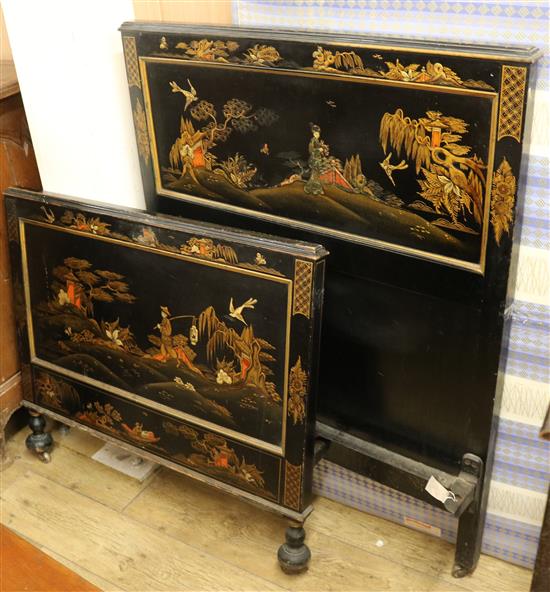 A chinoiserie single bed W.94cm